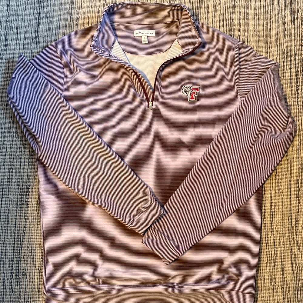 Peter Millar Fordham University Striped Quarter-Zip Pullover